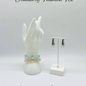 Elegant Silver and Blue Bracelet Set